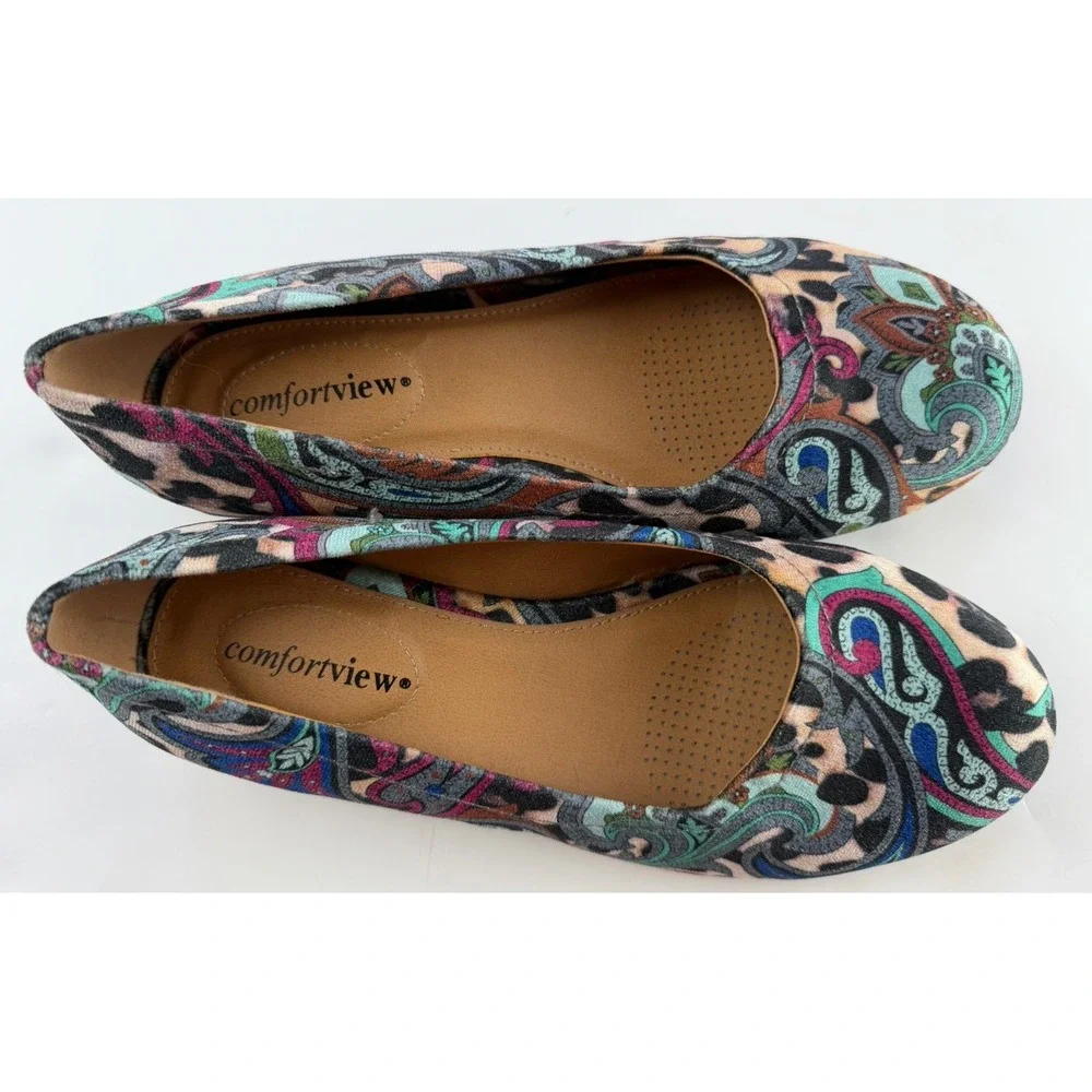 ComfortView Ballet Flats sz 8.5 Wide Multicolor Paisley Print Jaiden Velvet